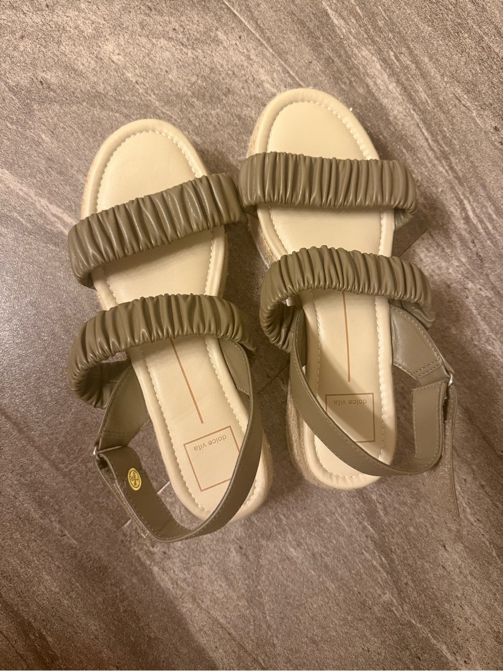 Dolce Vita Olive Green Ruched Strap Sandals